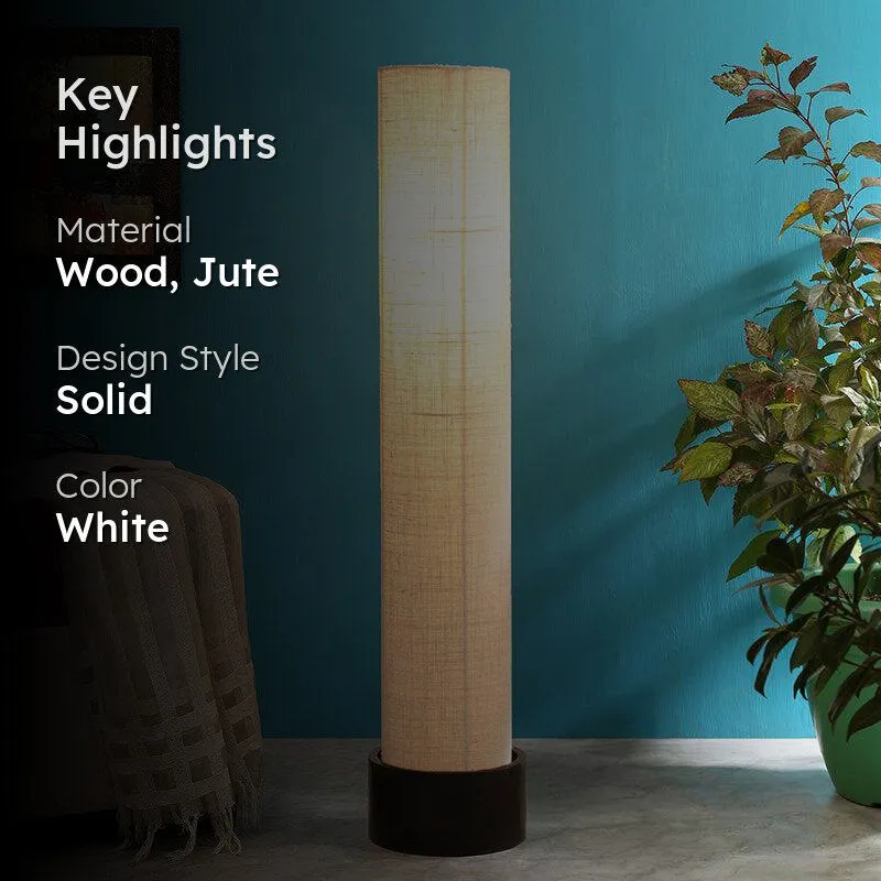 Neila Wooden Tower Floor Lamp With Jute Shade - White media 2
