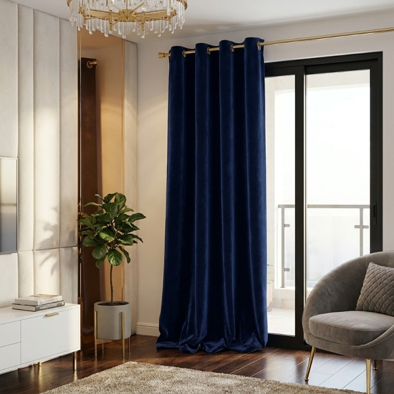 Blue Enigma Satin Curtain