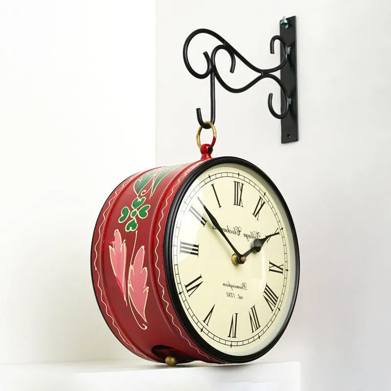 Ruby Reverie Hand-Painted Iron Wall Clock media 3