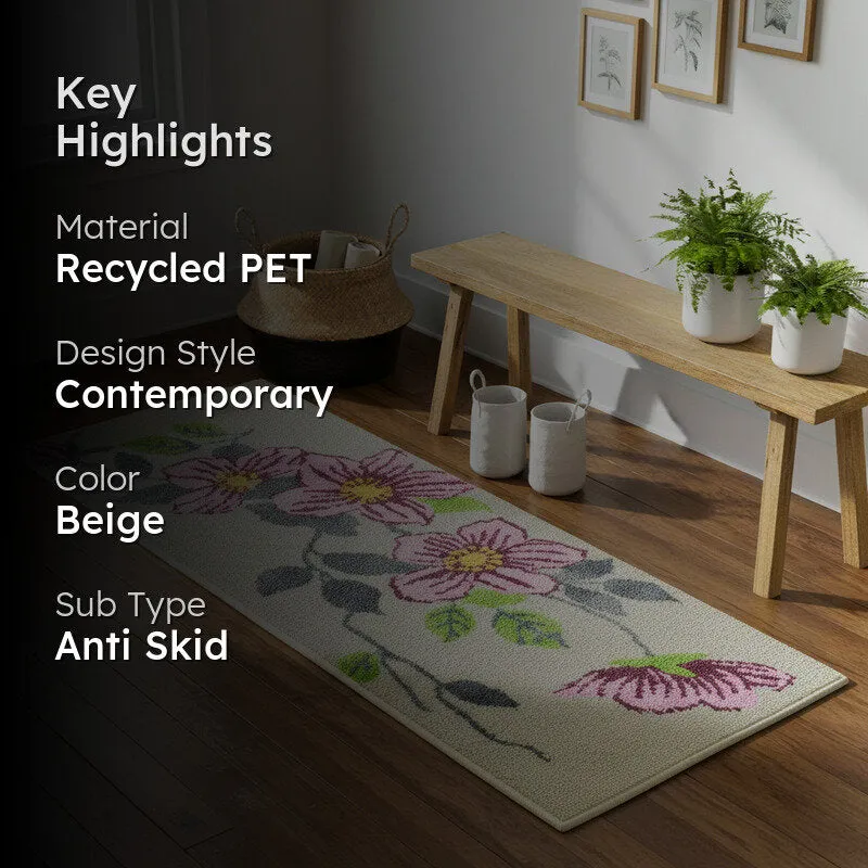 Florale Handtufted Anti-Skid Recycled PET Runner Rug media 2