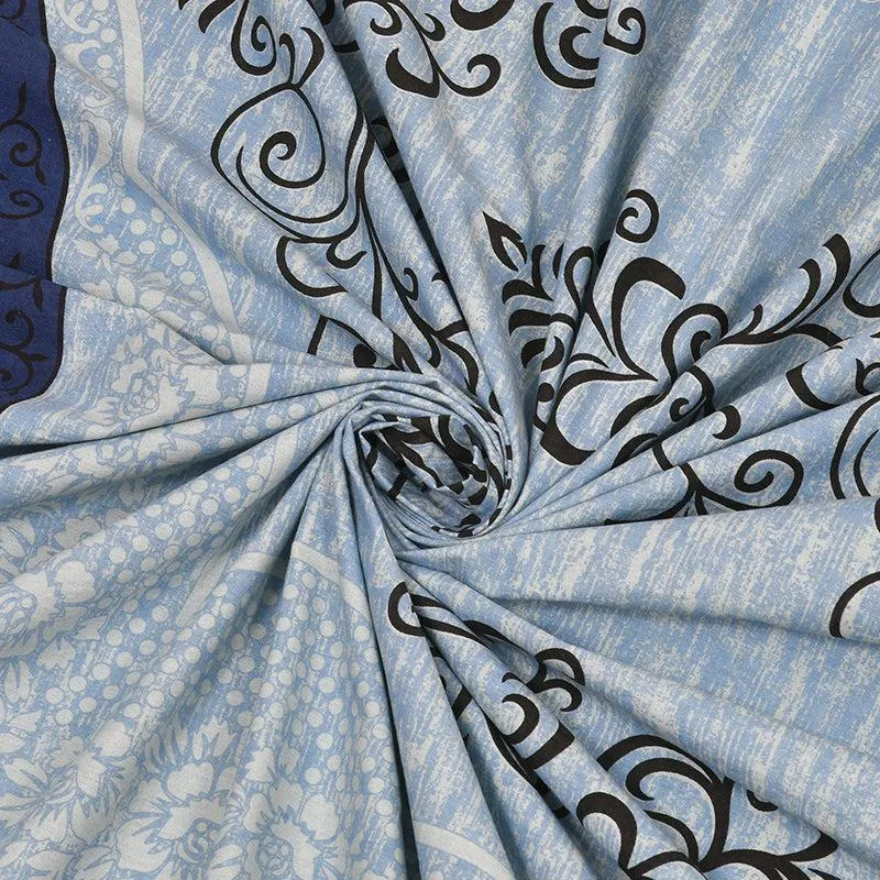 Aarna Artistry Ethnic Cotton Bedsheet (Blue) - 150 TC media 5