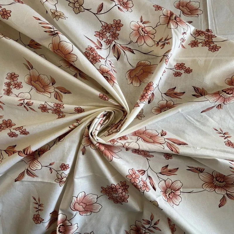 Gentle Petals Cotton Bedsheets (Peach) - 400 TC media 4