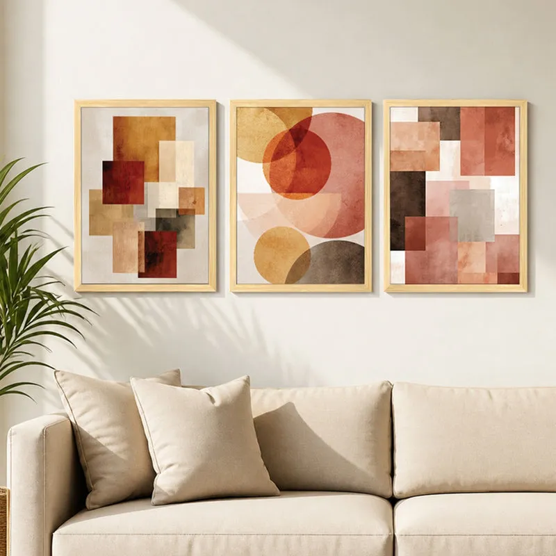 Linea Geometric Wall Painting - Set of Three media 2
