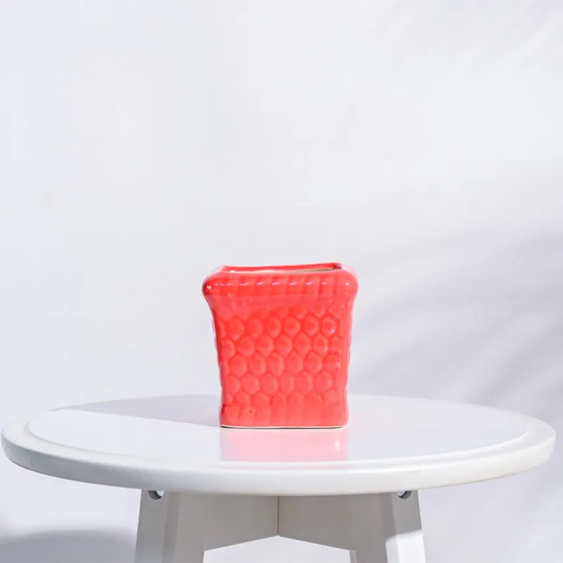 Ugaoo Honeycomb Red Ceramic Pot media 1