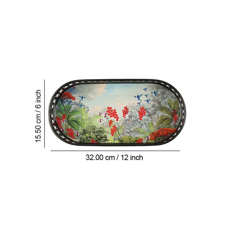 India Circus Tropical Multicolor Rectangle Galvanized Iron Serving Tray media 6