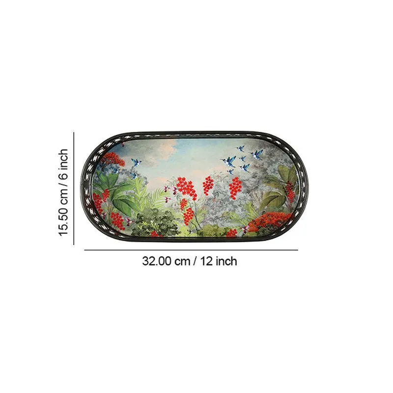 India Circus Tropical Multicolor Rectangle Galvanized Iron Serving Tray media 6
