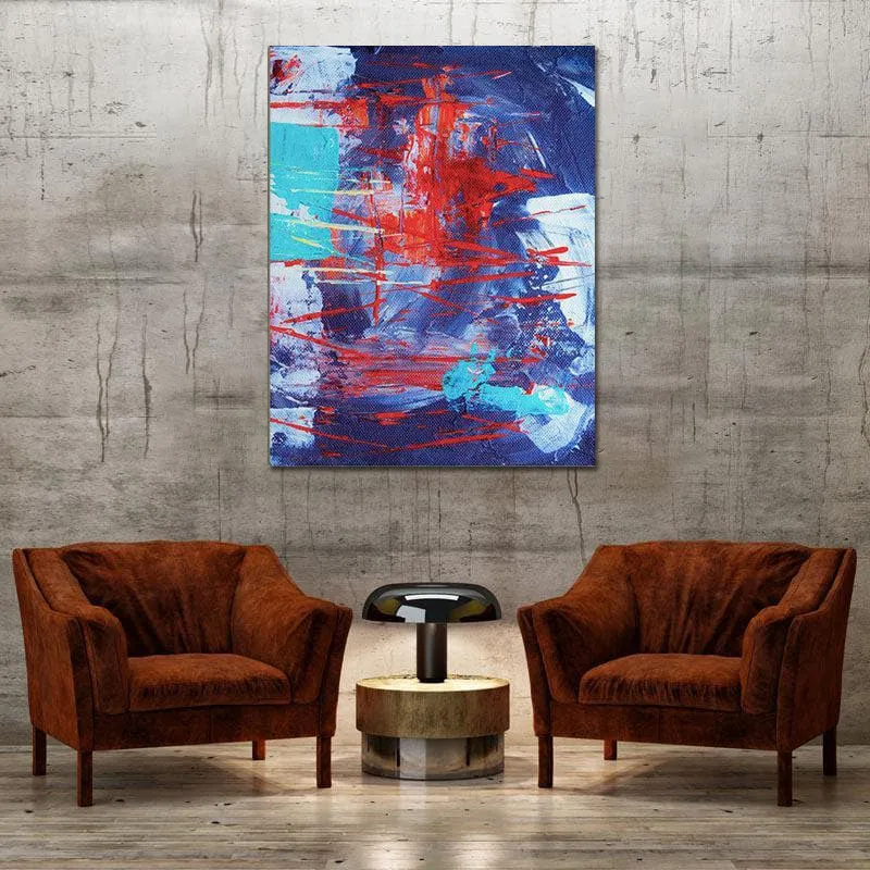 Royal Red and Blue Abstract Canvas Painting - Gallery Wrap media 4