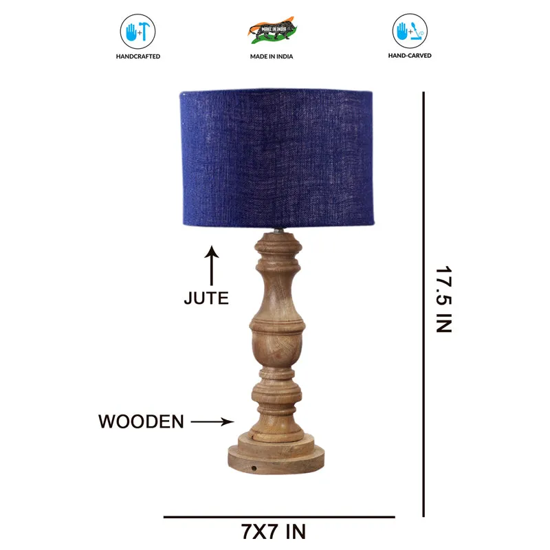 Sienna I Carve Wooden Table Lamp - Blue,Brown media 7