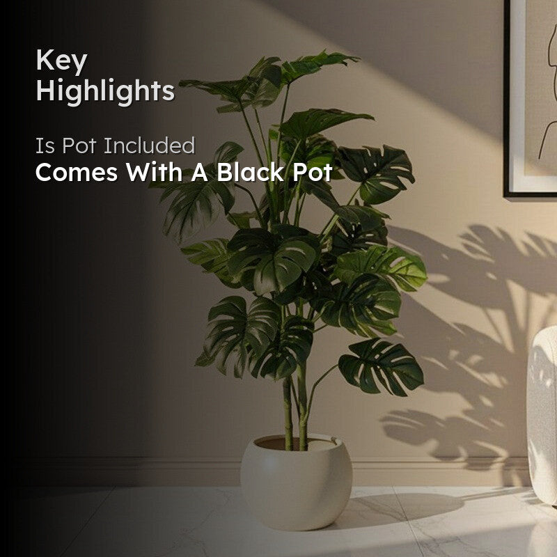 ZenStem Artificial Monstera Plant With Black Plastic Pot - 4 Feet media 2