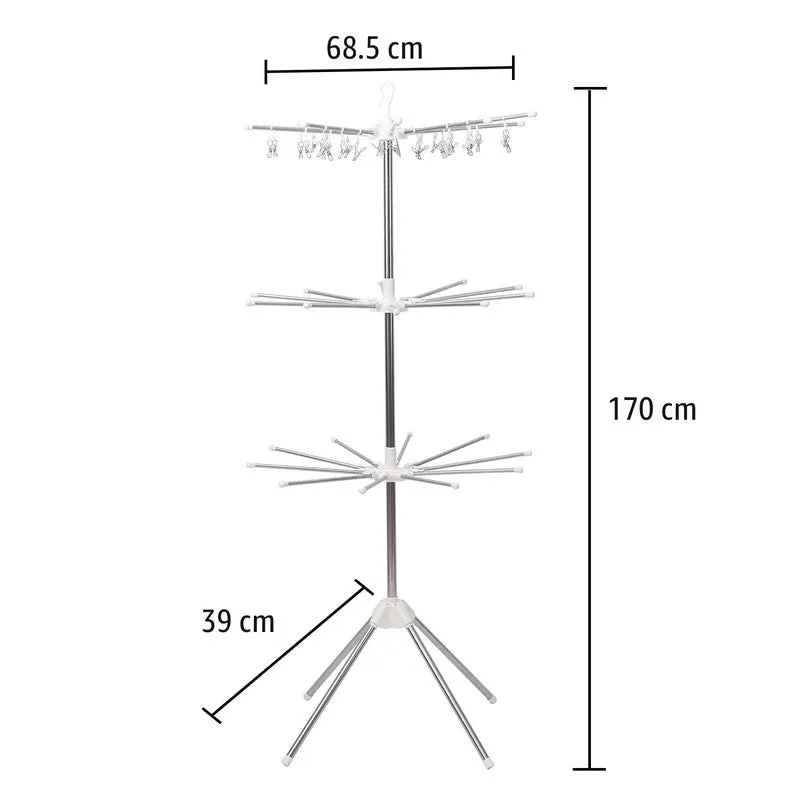 White stainless steel drying rack shown empty on a plain background