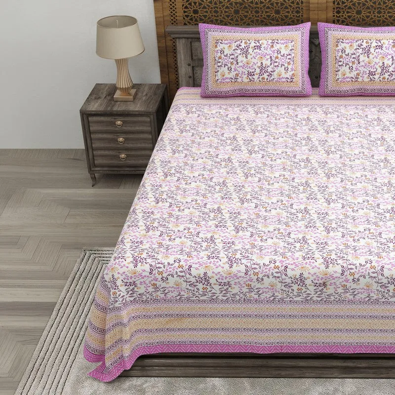 Aurava Cotton Bedsheet (Purple,Pink) - 240 TC media 3