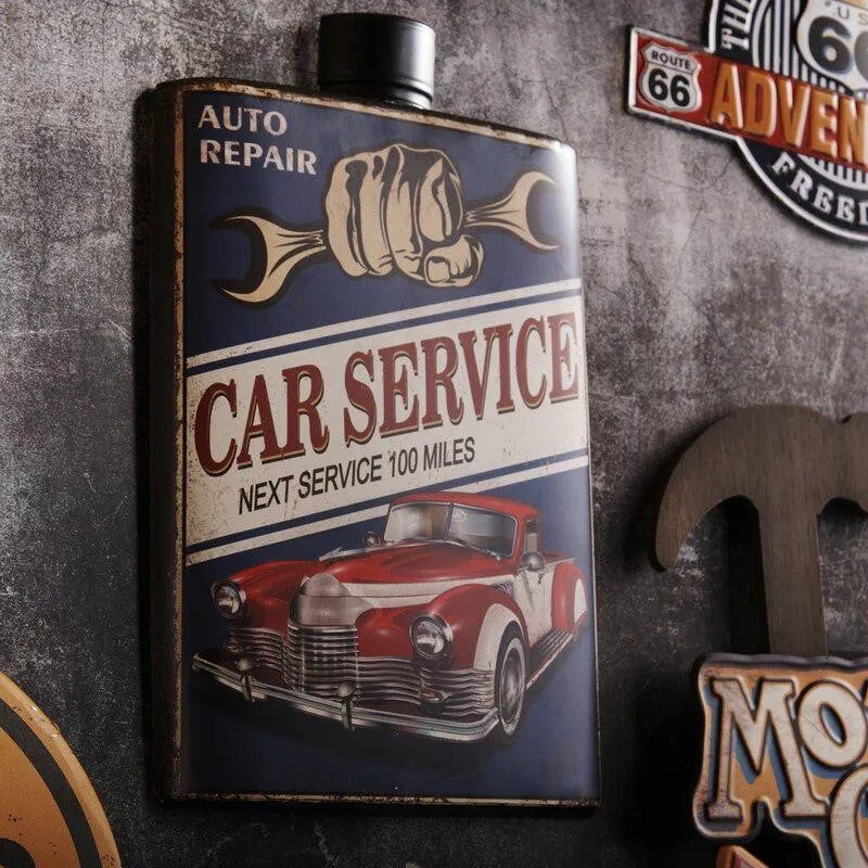 Car Service Whiskey Bottle Metal Wall Accent media 1