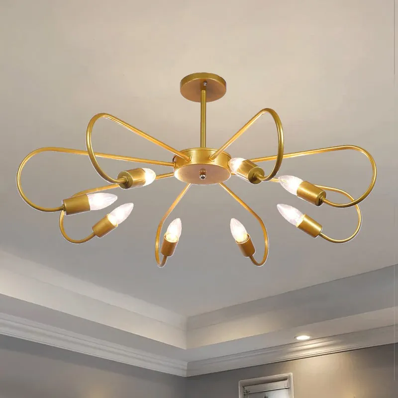 Mistara Statement Iron Chandelier - Gold & White media 2