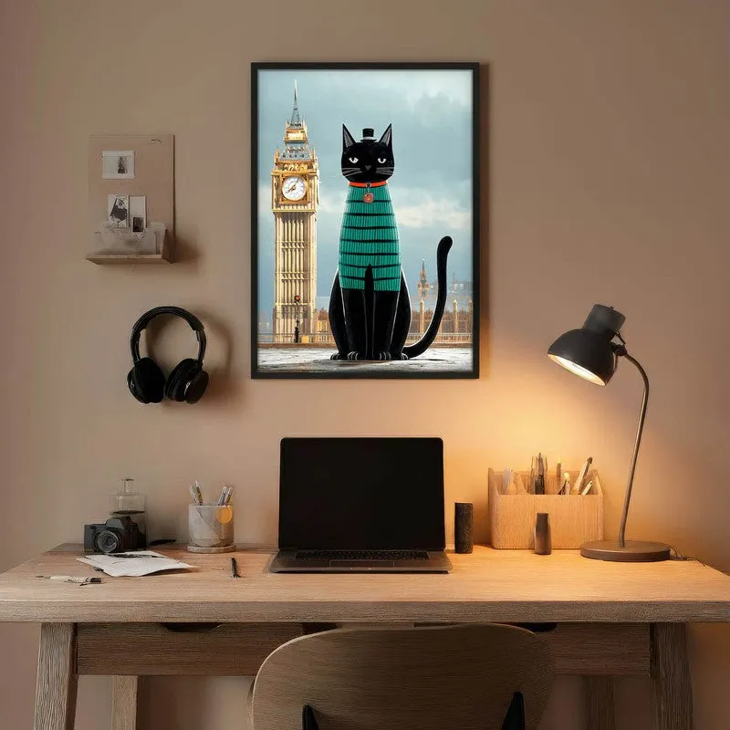 Black Cat Journey Wall Painting With Frame media 6