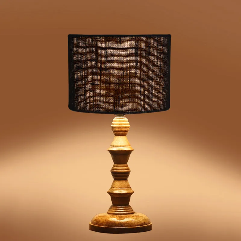 Sienna I Timber Wooden Table Lamp - Black,Brown media 5