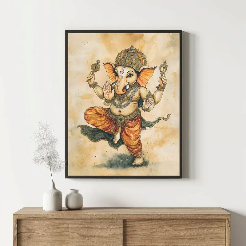Shiva Shankari Spiritual Archival Paper Wall Painting With Frame - Black media 1