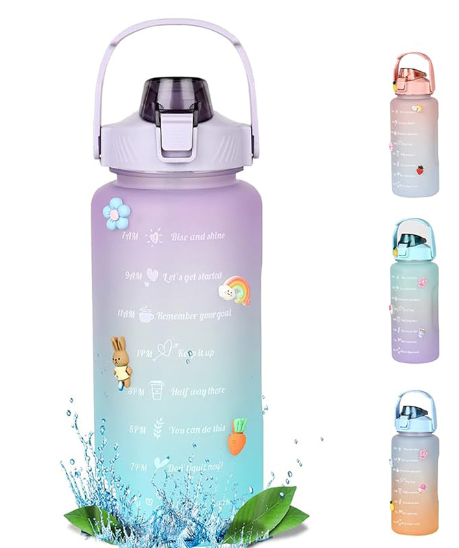 Ombre Sip Water Tumbler With Straw & Stickers (Purple,Blue) - 2 L media 9