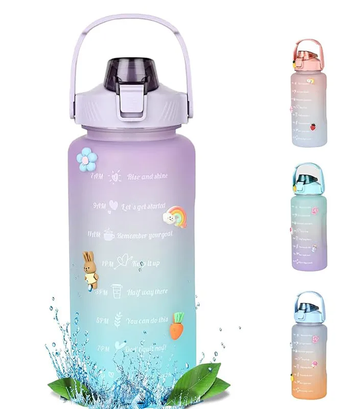 Ombre Sip Water Tumbler With Straw & Stickers (Purple,Blue) - 2 L media 9