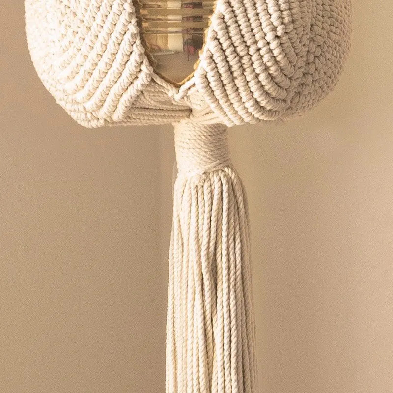 Ivory Hand-Knotted Hanging Planter media 5