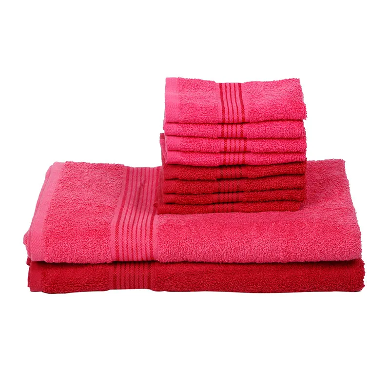 Comfora Bath & Face Towel Set (Pink,Red) - Ten Piece Set media 3