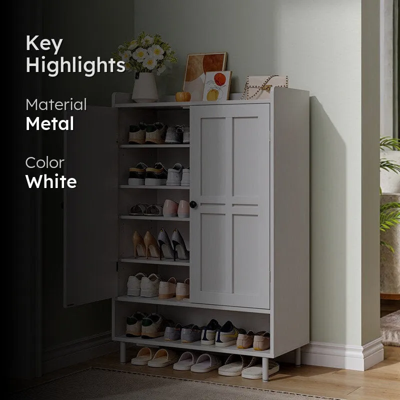 Structured Metal Shoe Rack - White media 2