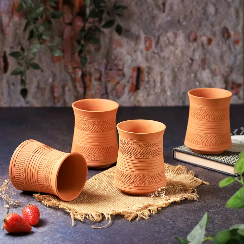 Mitti Curve Terracotta Glass (350 mL) - Set Of Four media 5