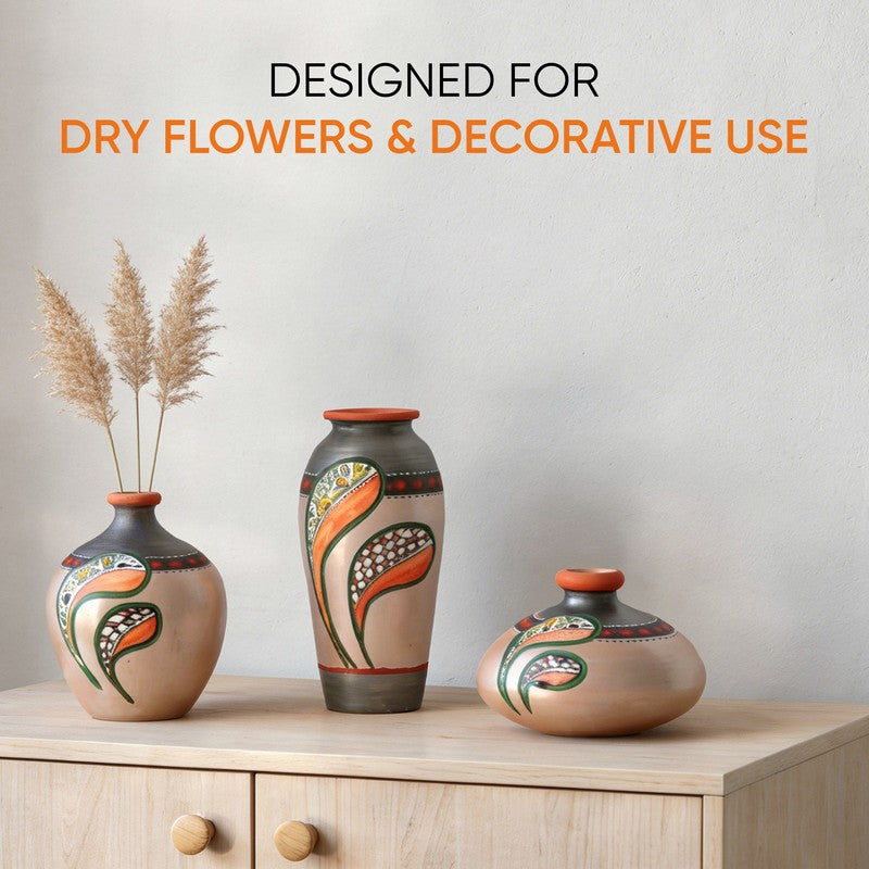 Masika Tribal Terracotta Vase - Set Of Three media 3