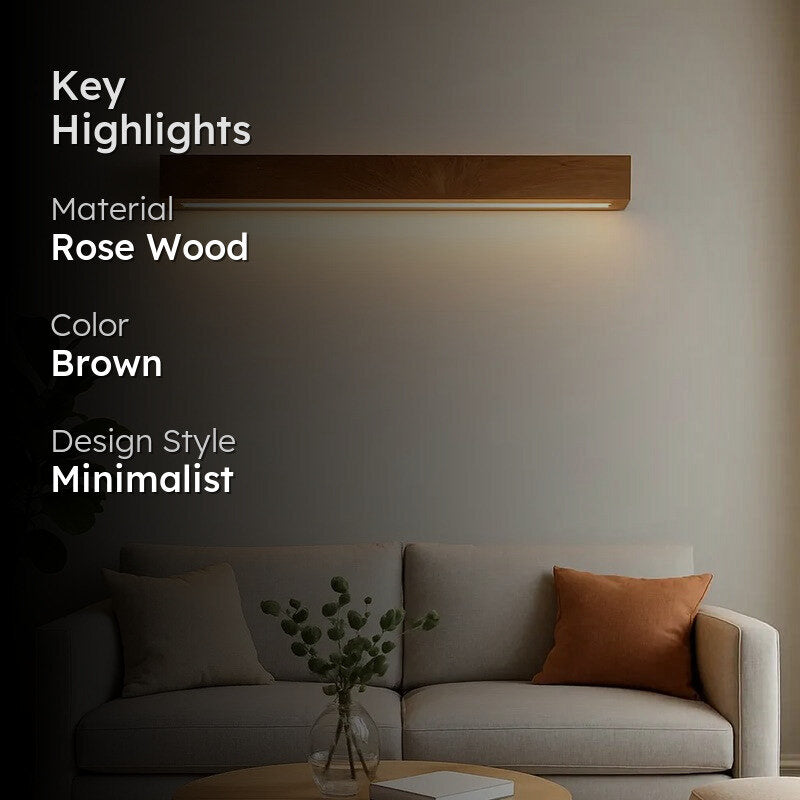 Linear LED Rose Wood Wall Lamp media 2