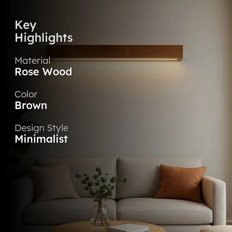 Linear LED Rose Wood Wall Lamp media 2