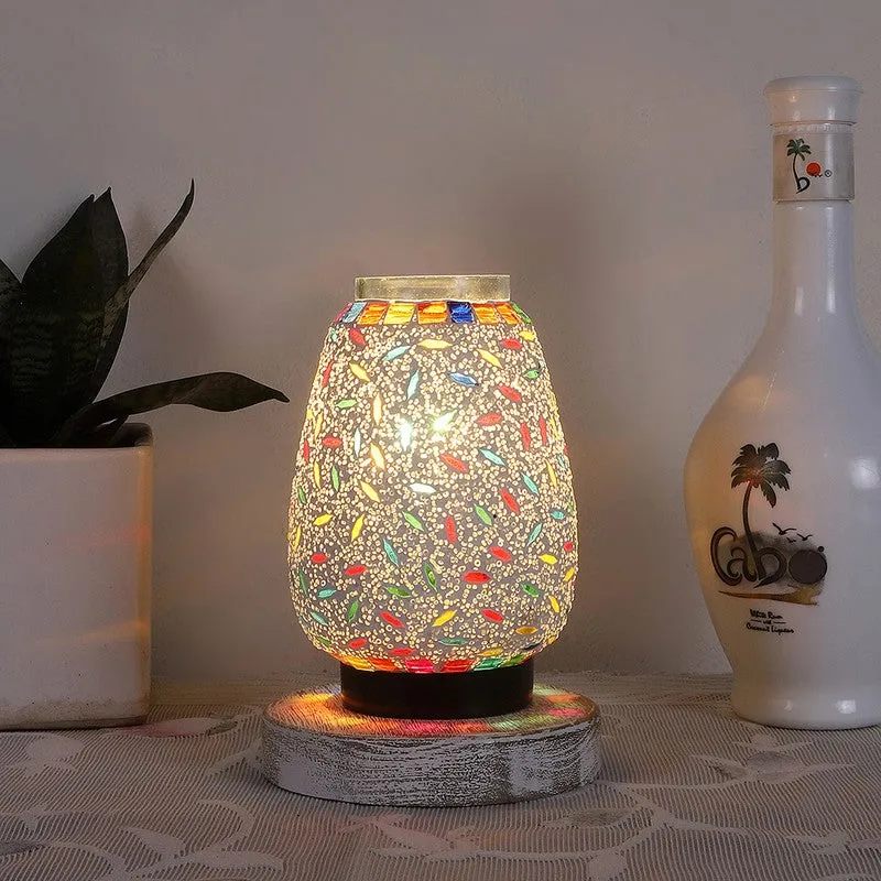 Starlia Glass Table Lamp With Wooden Base - Multicolor media 3
