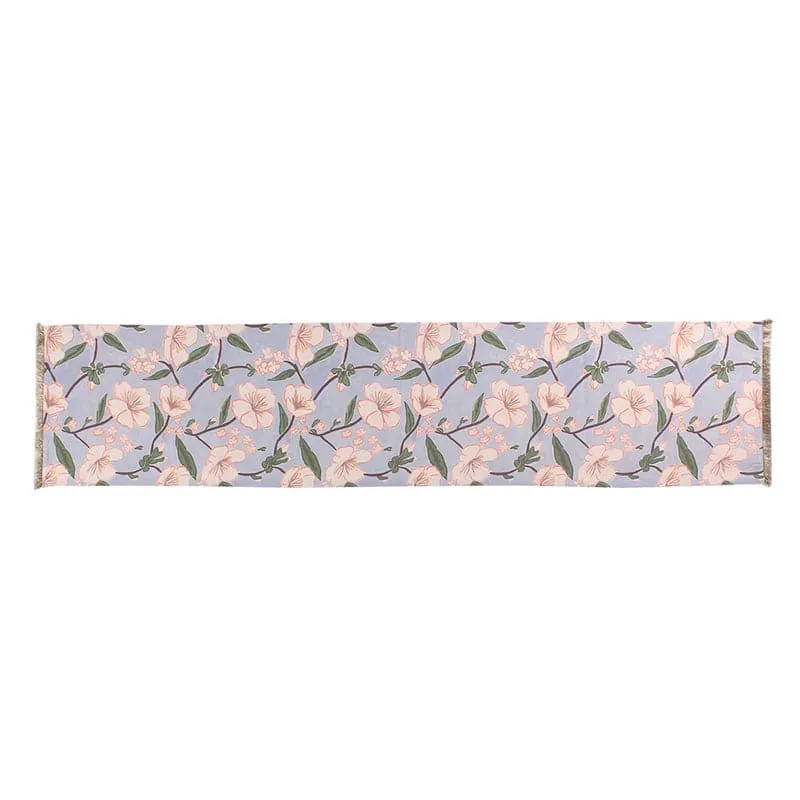 Badamwari Gardenia Cotton Table Runner - Blue media 3