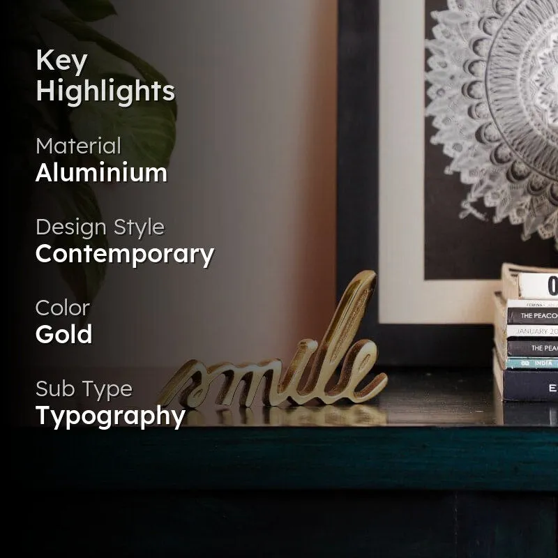 Smile Typography Showpiece - Gold media 2