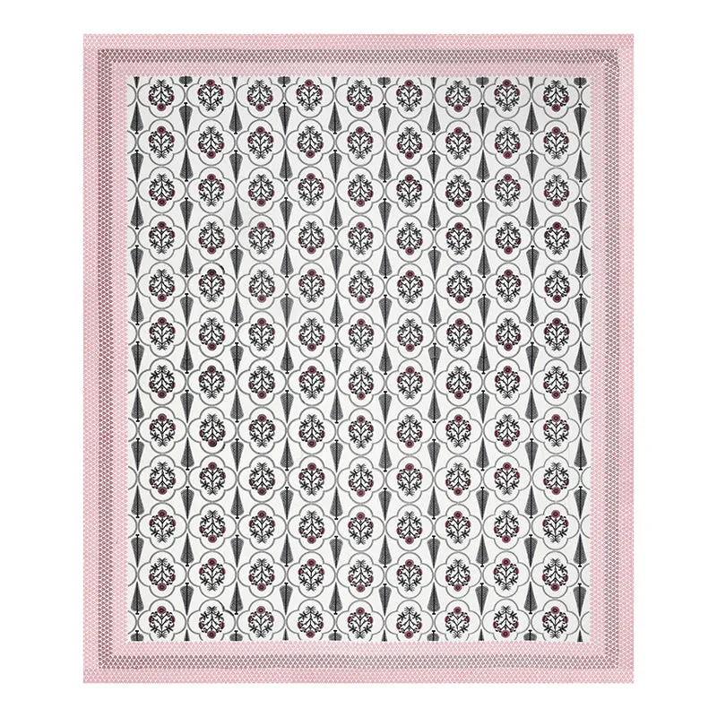 Kritika Cotton Bedsheet (Pale Pink, Green) - 144 TC media 7