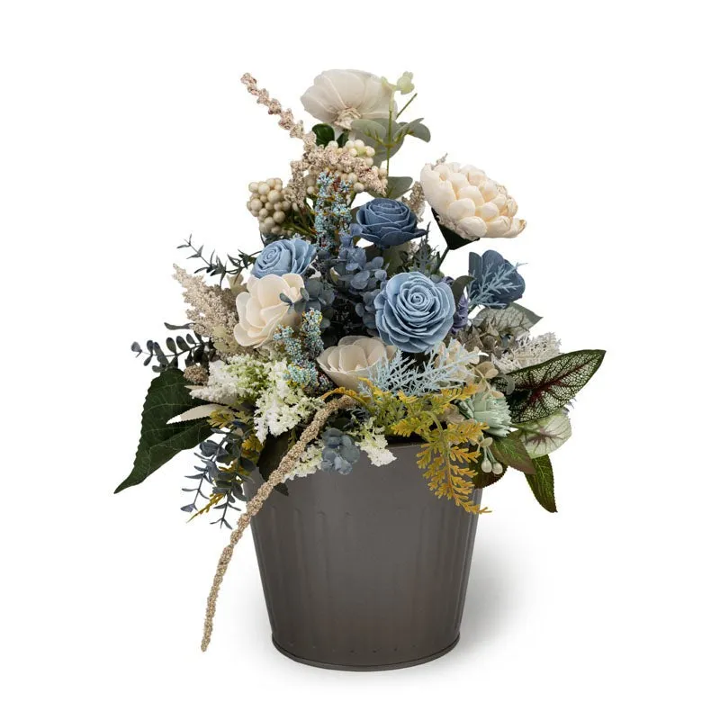 Ilya Solawood Flower Bunch With Metal Pot media 5