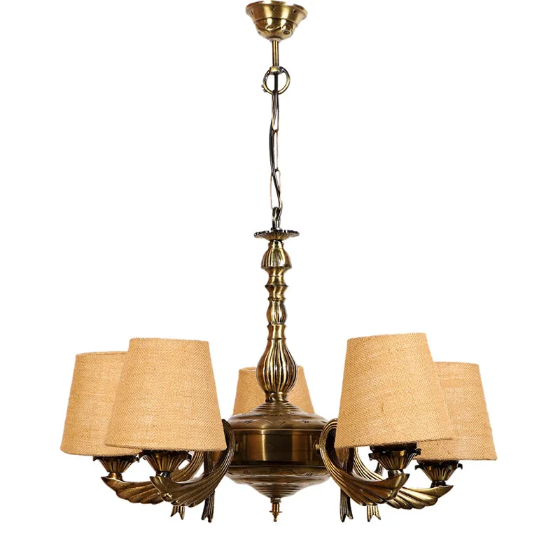 Vistara Conical Golden Antique Ceiling Lamp - Beige media 3