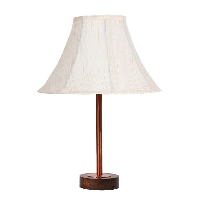 Ceylon Arc Rodin Wooden Table Lamp - OffWhite,Copper,Brown media 4