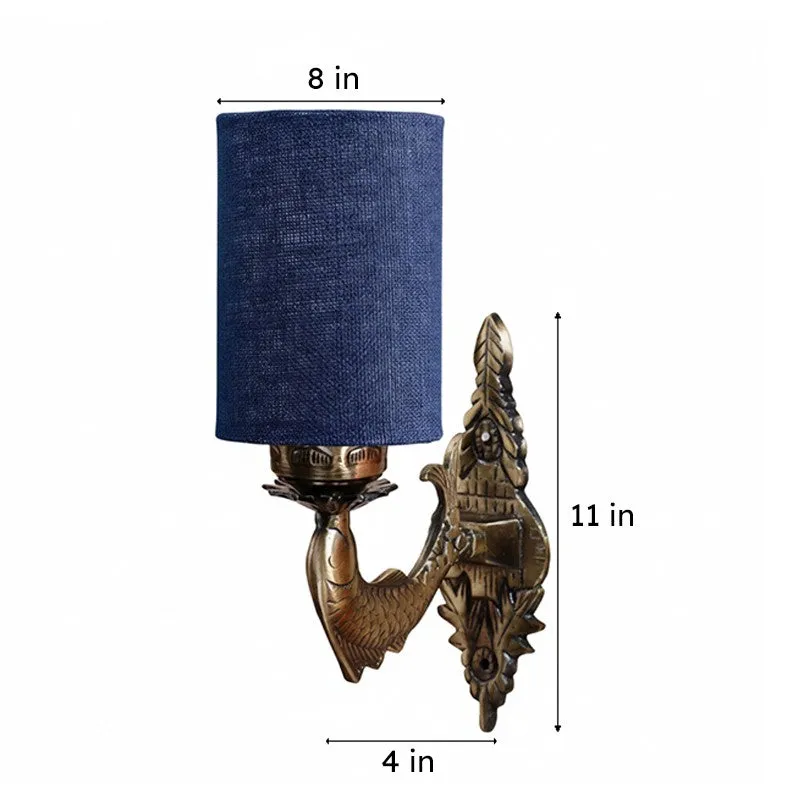 Ziada Stiva Cylindrical Fabric & Metal Wall Lamp - Blue media 6