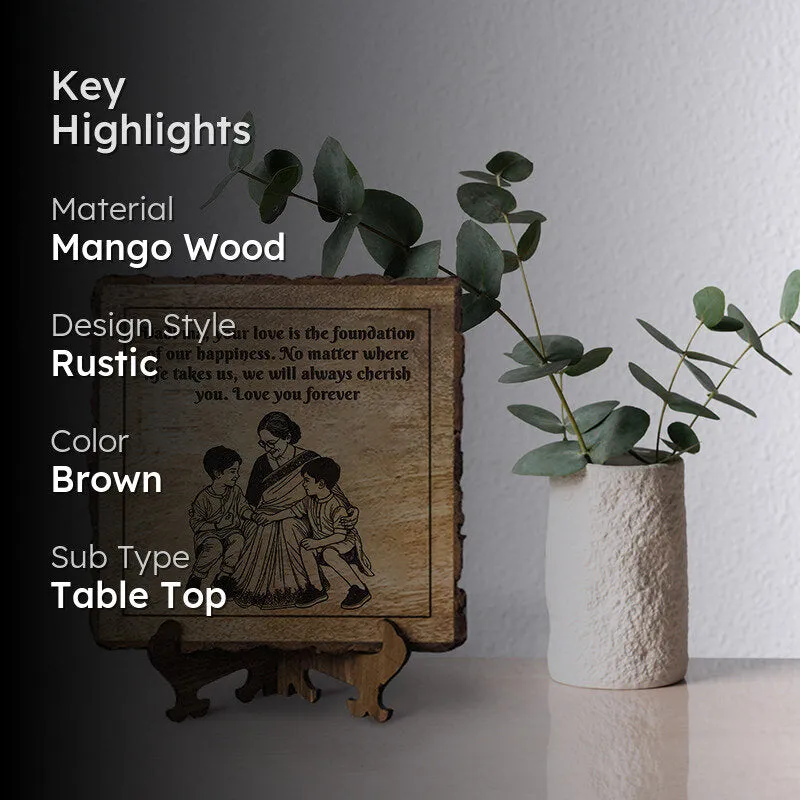 Dadi Is Happiness Wood Showpiece - Square media 2