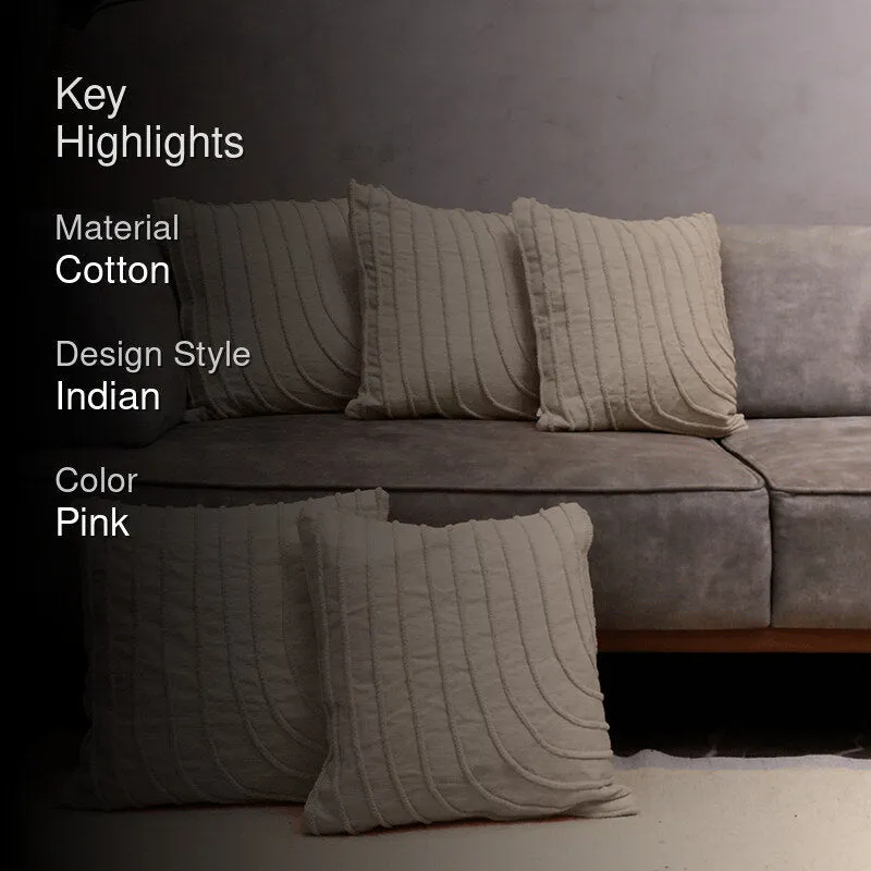 Peaks & Valleys Tufted Cushion Cover (Pale Pink) - Set Of Five media 2