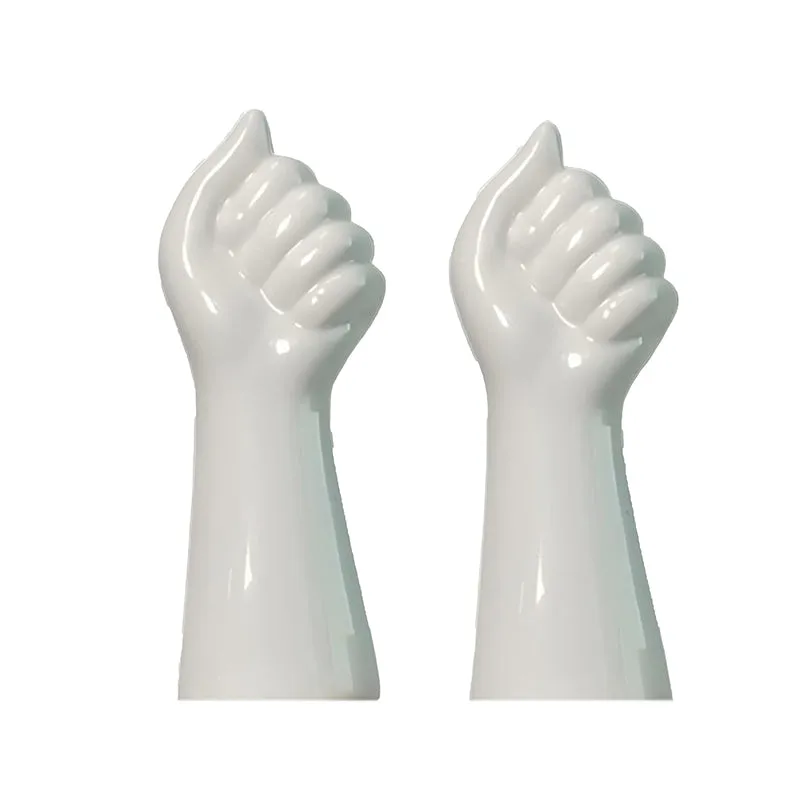 Hand Bouquet Vase (White) - Set Of Two media 5