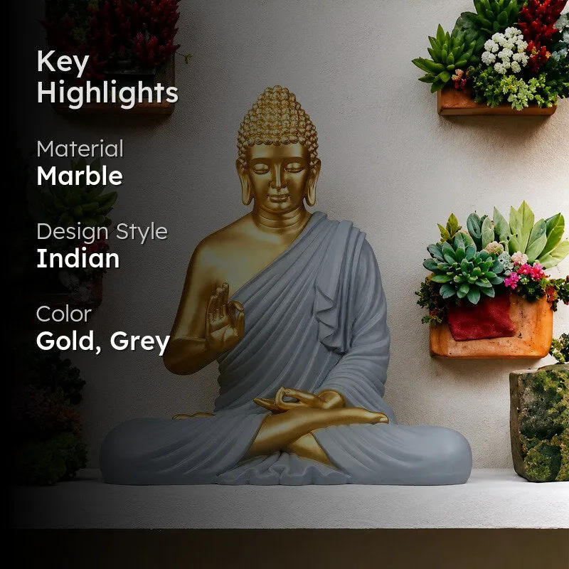 Dhyaan Bliss Buddha Marble Idol - Grey - 2