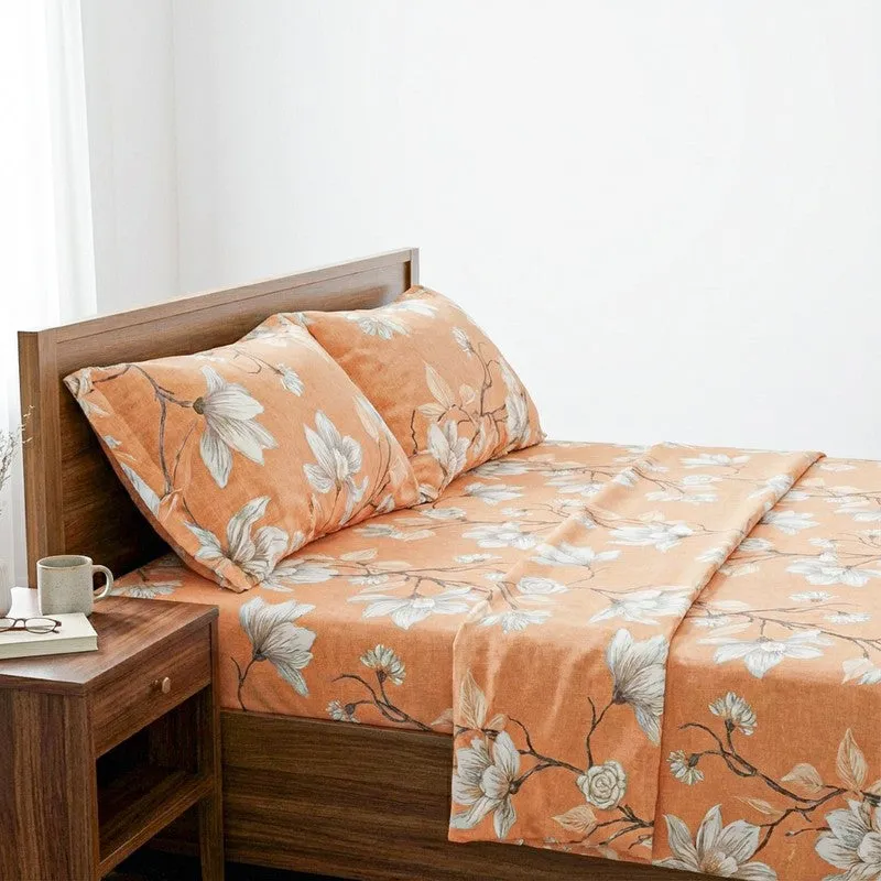 Lidera Flora Cotton Bedsheet (Orange) - 144 TC media 3