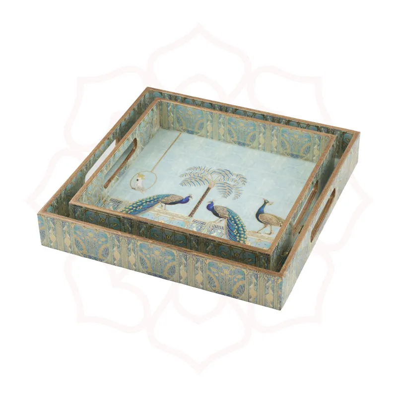 Royal Feather Square Serving Tray - Set Of Two media 4