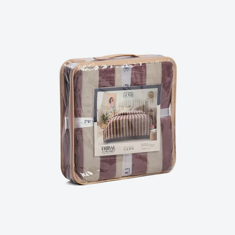 Monte Carlo Strivon Bold Stripes Polyester Blanket (Brown) - 300 GSM media 7