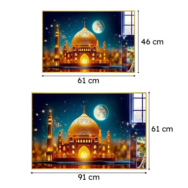 Moonlit Mughal Radiance Modern Canvas Wall Art With Frame - Gold media 6