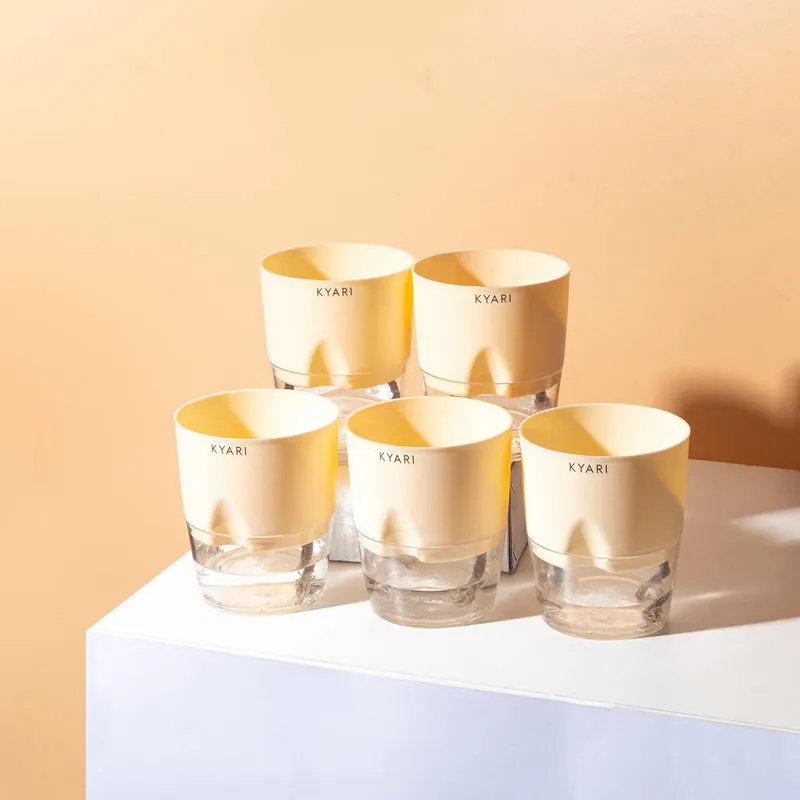 Kyari Viridian Plastic Self-Watering Pot (Cream) - Set Of Five media 1