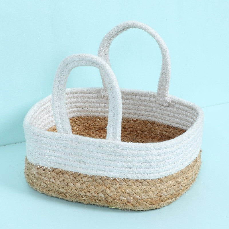 Orho Jute Storage Basket - Beige & White media 5