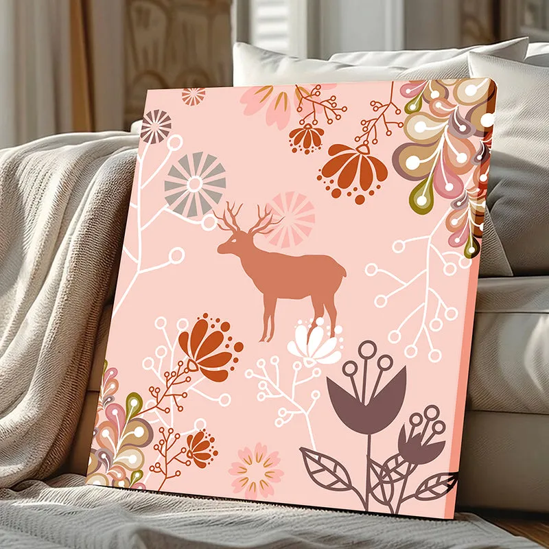 Stag & Bloom Sketch Canvas Wall Art media 2