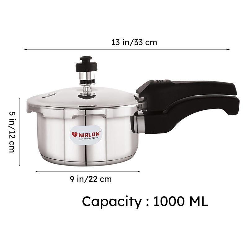 Nirlon Steel Pressure Cooker - 1000 mL/ 9 Inches media 8
