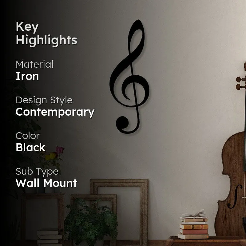 Treble Key Musical Harmony Black Iron Wall Accent media 2